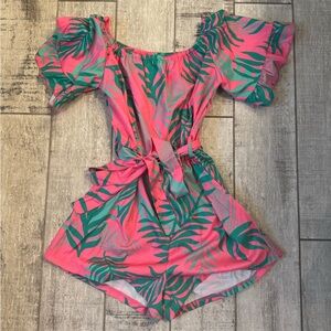 Tropical Pink and Green Romper
